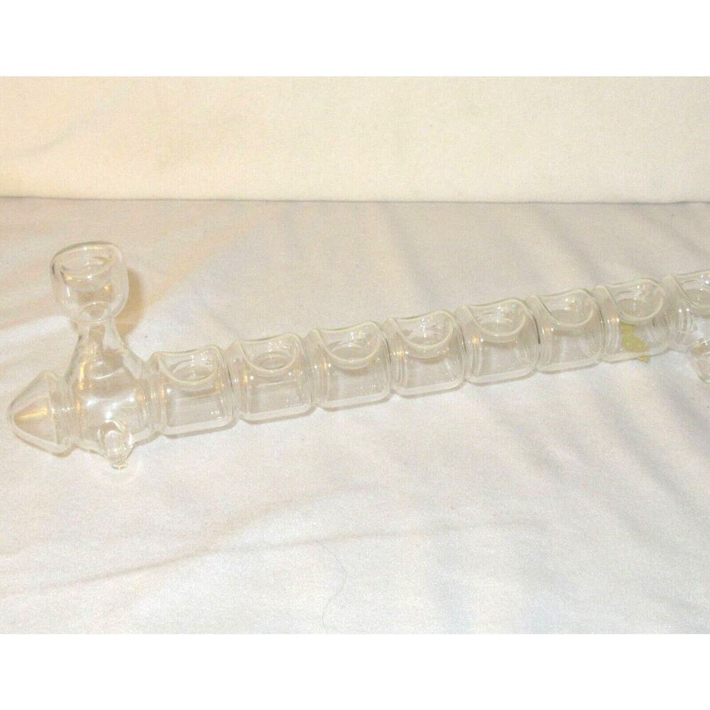 Neker Clear Art Glass Hand Made Hanukkah Menorah Made in Israel